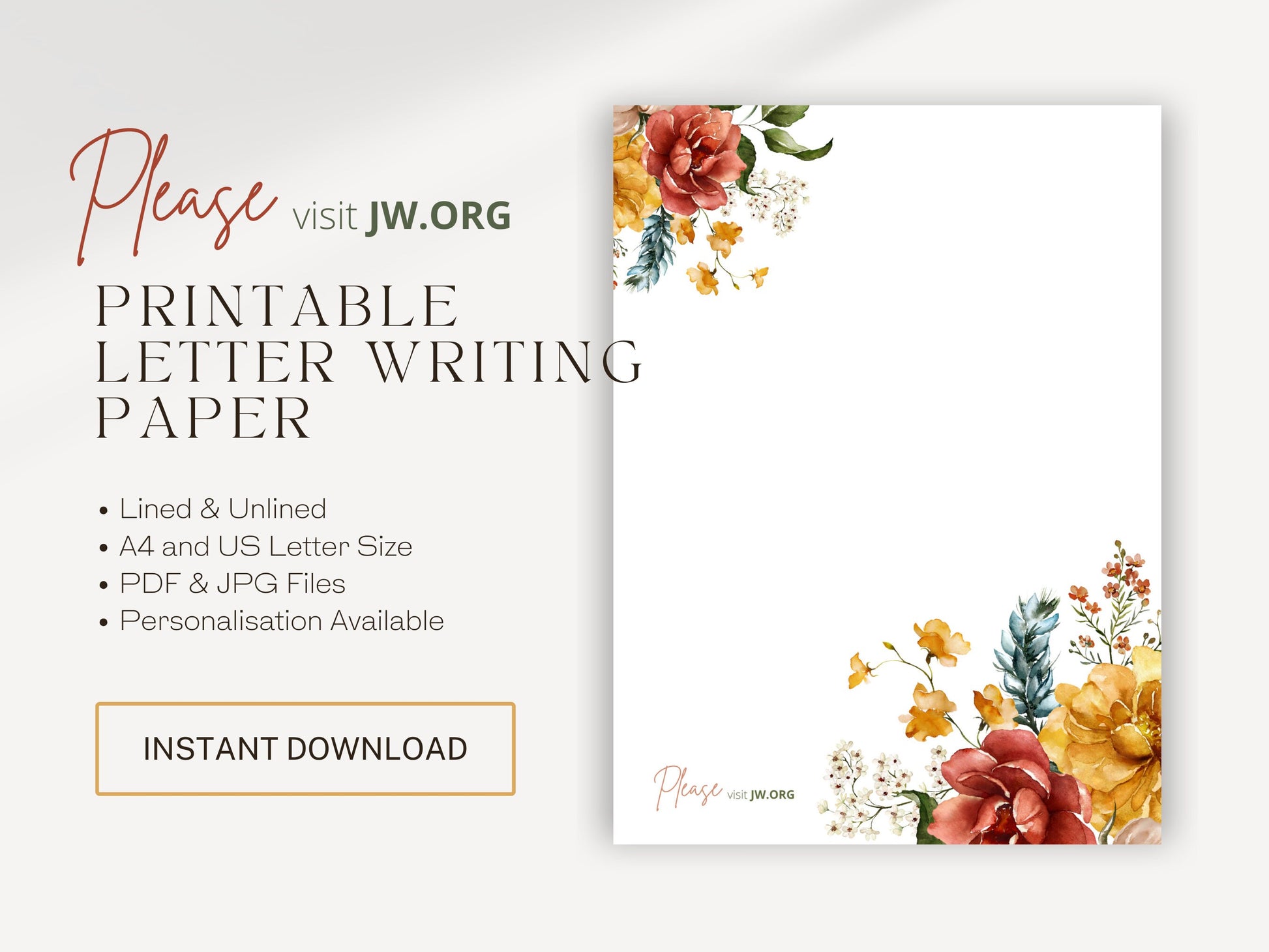 Visit jw.org, JW Letter Writing | Jehovah's Witnesses | Letterheads | Dutch Flowers