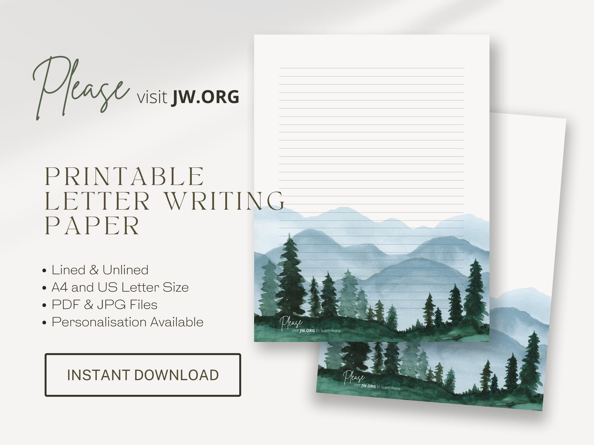 Visit jw.org, JW Letter Writing | Jehovah's Witnesses | Letterheads | Pine Trees