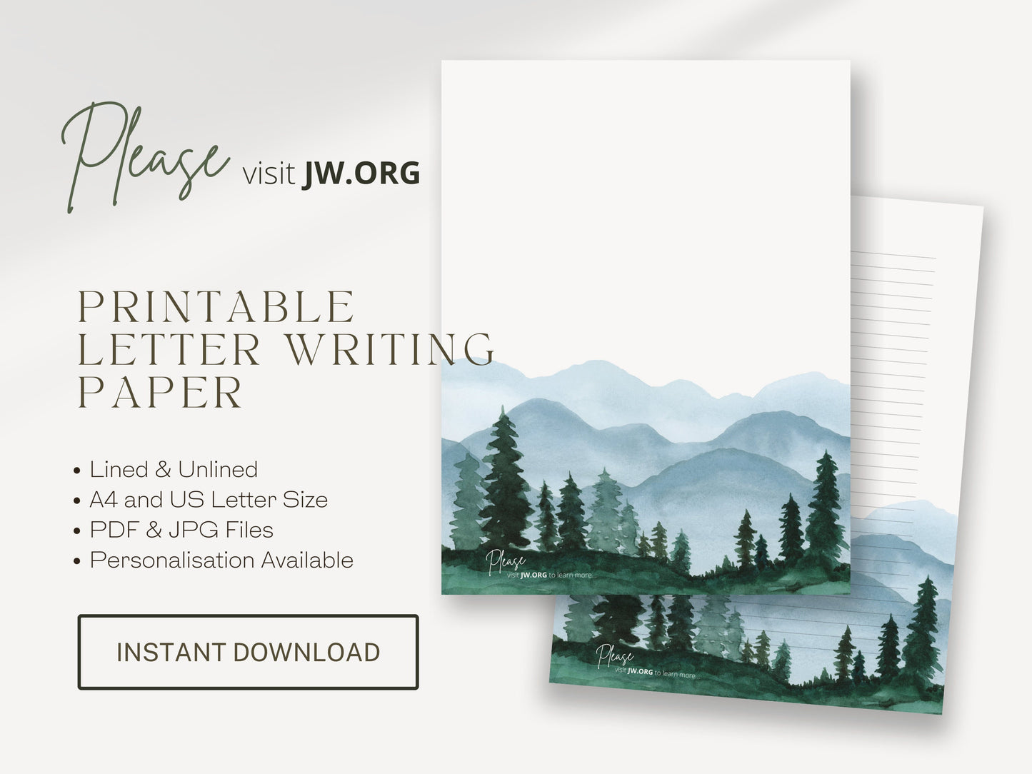 Visit jw.org, JW Letter Writing | Jehovah's Witnesses | Letterheads | Pine Trees