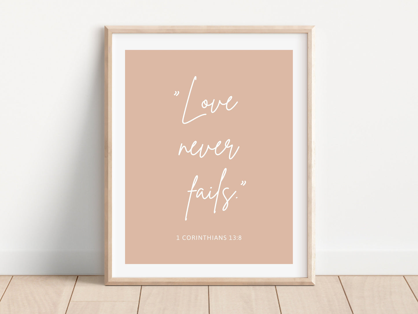 Love Never Fails, Bible Verse Wall Art | 1 Corinthians 13:8 | Christian Farmhouse Decor | JW Pioneer Gifts | JW Baptism Gift