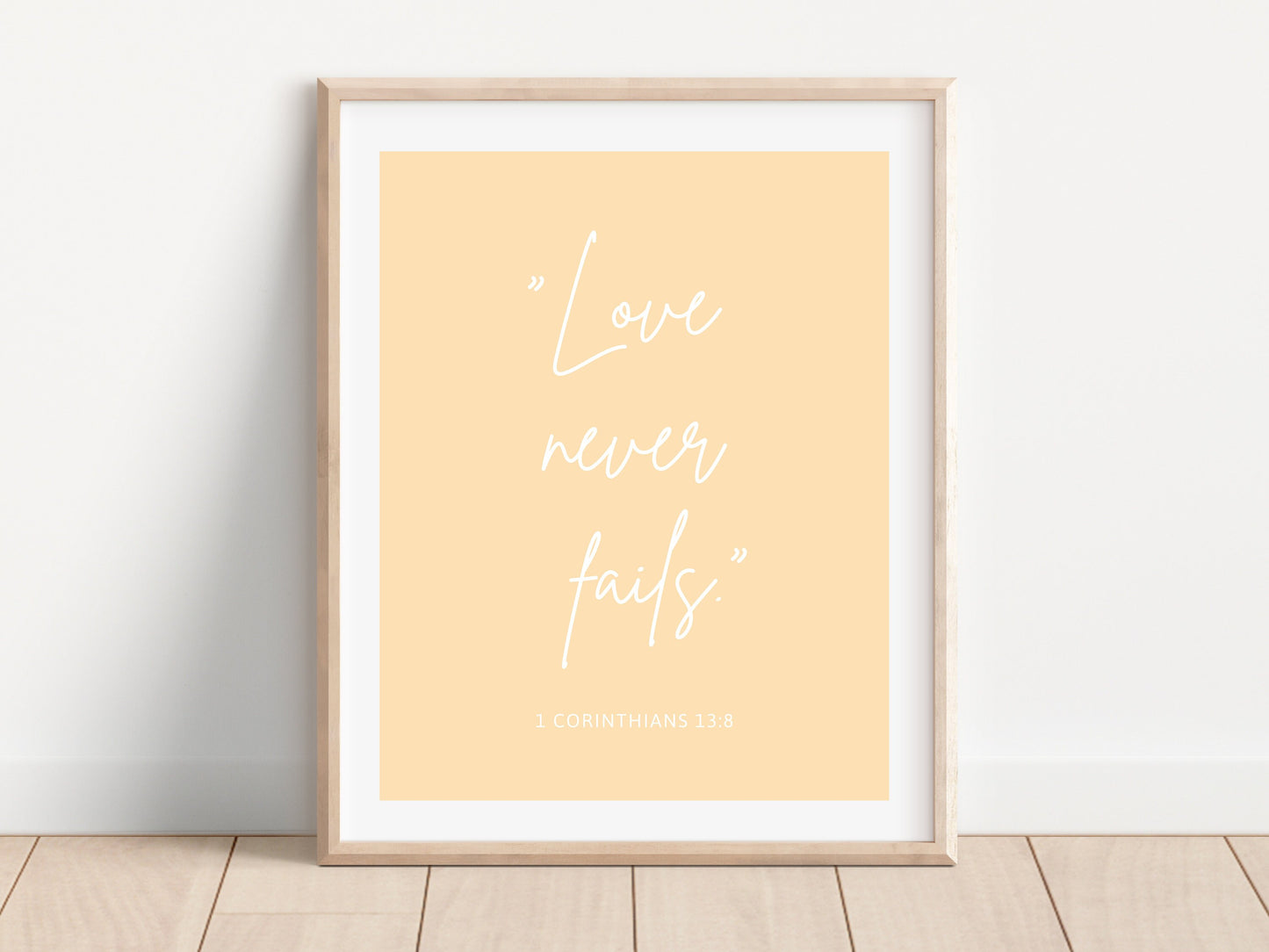 Love Never Fails, Bible Verse Wall Art | 1 Corinthians 13:8 | Christian Farmhouse Decor | JW Pioneer Gifts | JW Baptism Gift