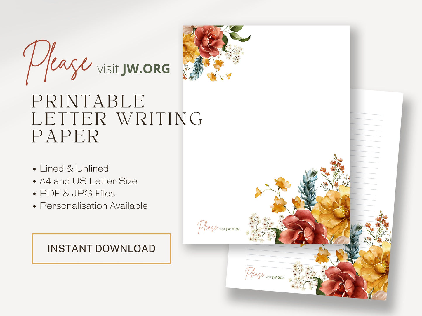 Visit jw.org, JW Letter Writing | Jehovah's Witnesses | Letterheads | Dutch Flowers