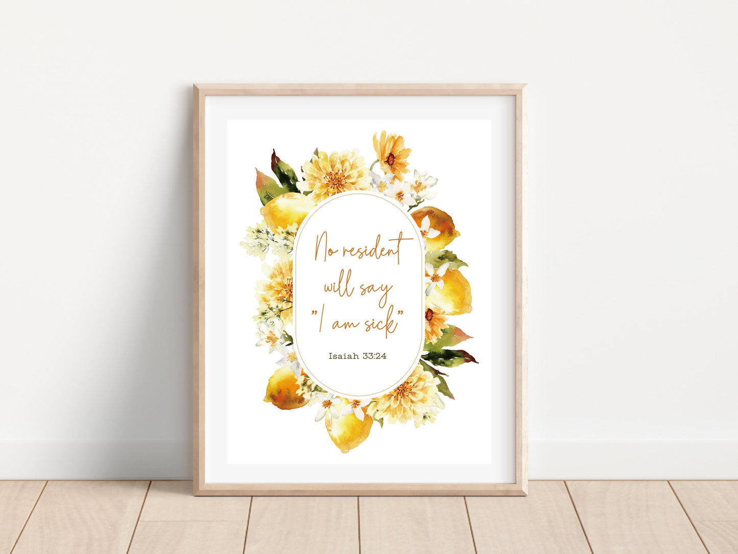 Isaiah 33 24 | 5"x7" Print | JW Sympathy Card | JW Gift | Bible Verse | JW Printable | Greeting Card | Lemon Daisies