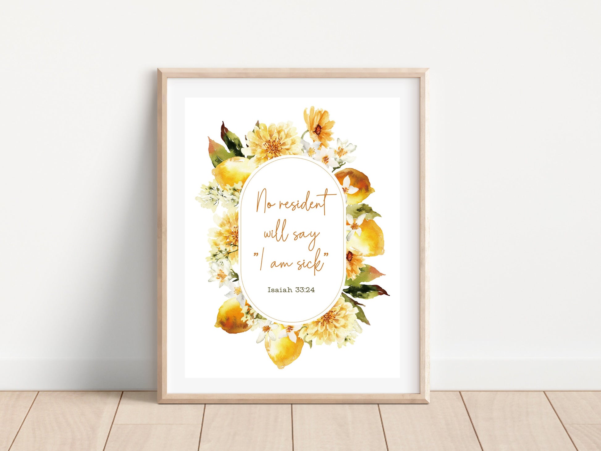 Isaiah 33 24 | 5"x7" Print | JW Sympathy Card | JW Gift | Bible Verse | JW Printable | Greeting Card | Lemon Daisies